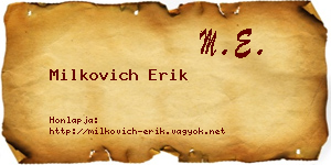 Milkovich Erik névjegykártya